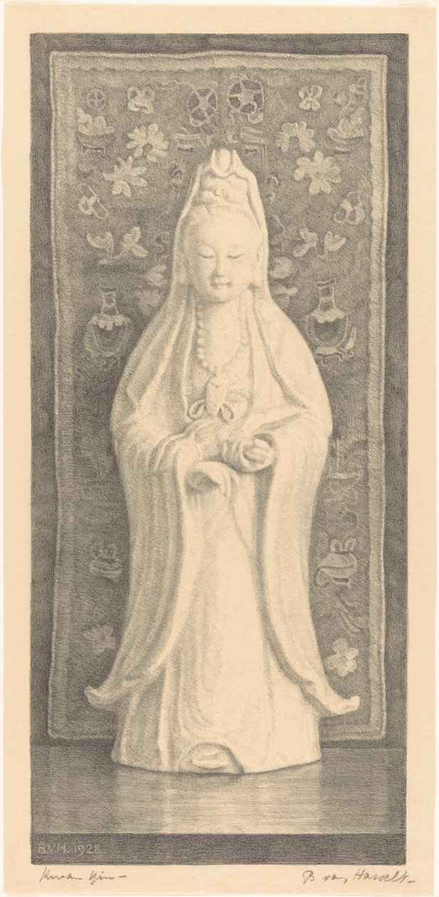 Kwan Yin (eredeti cím a tárgyon) alkotó: Bertha van Hasselt (signed by artist)