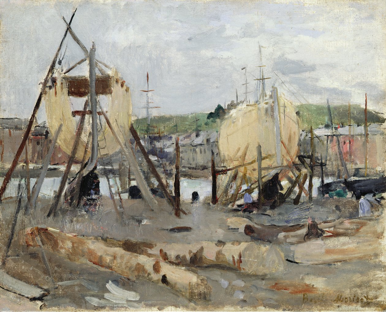Csónaképítés, 1874 alkotó: Berthe Morisot