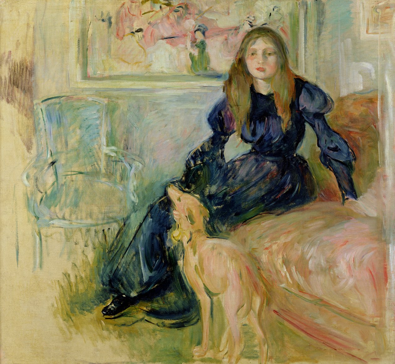 Julie Manet (1878-1966) és agár, Laerte, 1893 alkotó: Berthe Morisot
