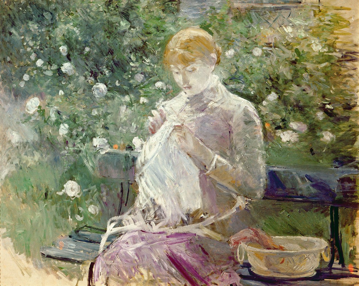 Pasie varrás Bougival kertjében, 1881 alkotó: Berthe Morisot