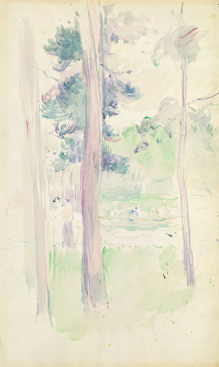 Fenyők a tónál, 1893 alkotó: Berthe Morisot