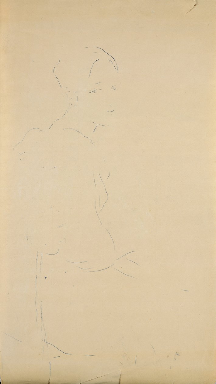 Egy fiatal ülő nő profilja, 1887 (színes ceruza papíron) alkotó: Berthe Morisot