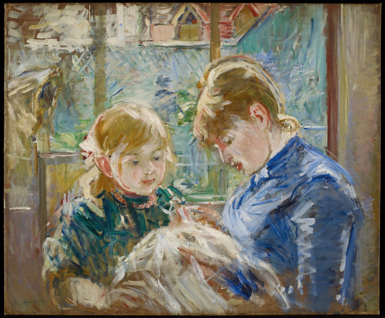A művész lánya, Julie dadájával, 1884 körül alkotó: Berthe Morisot