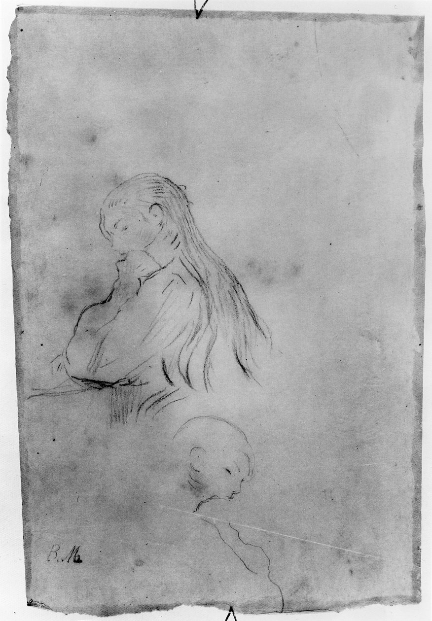 Fiatal lány írás, 1891 (szén, papíron) alkotó: Berthe Morisot