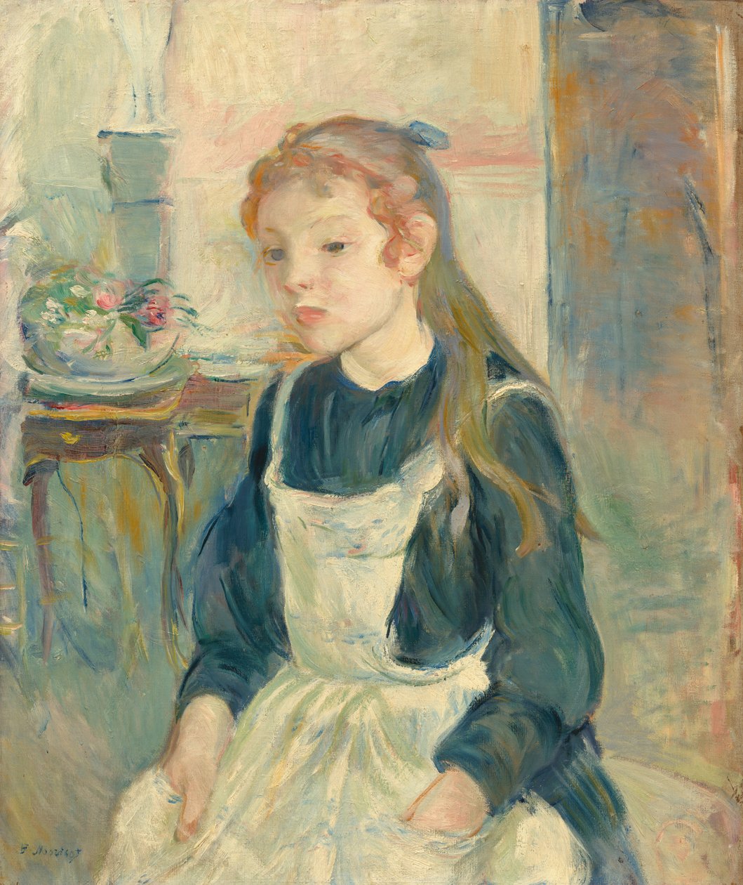 Fiatal lány köténnyel alkotó: Berthe Morisot
