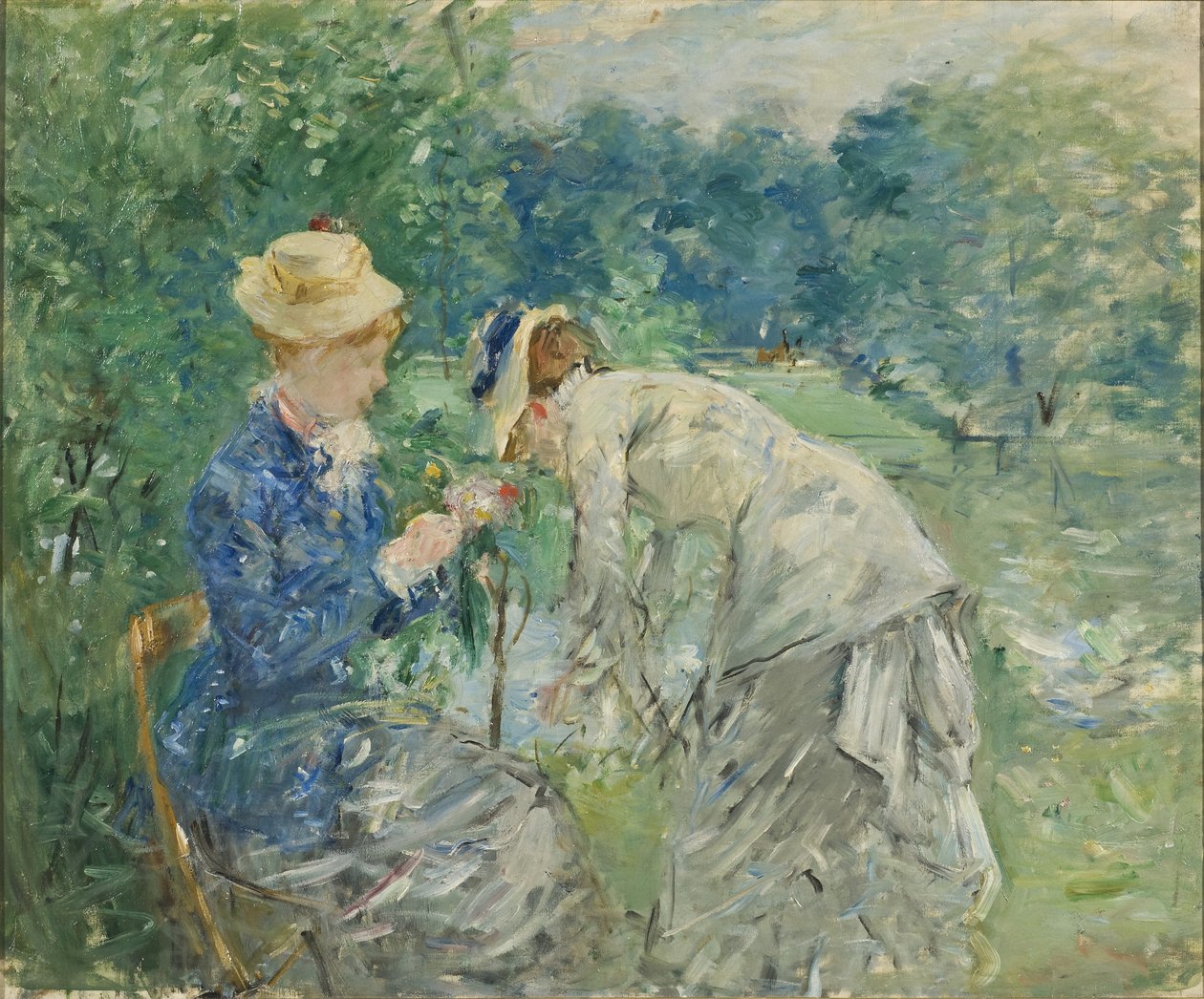 A Bois de Boulogne-ban – A Bois de Boulogne-ban, Morisot, Berthe (1841-1895). Olaj, vászon, 1880 előtt. Mérete: 61x73,5 cm. Nemzeti Múzeum Stockholm alkotó: Berthe Morisot