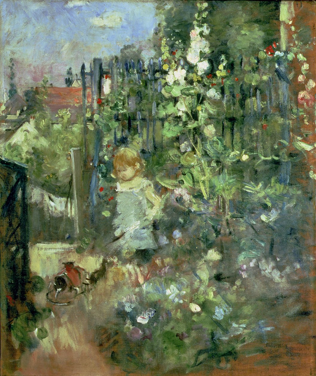 Gyermek a Hollyhocksban, 1881 alkotó: Berthe Morisot