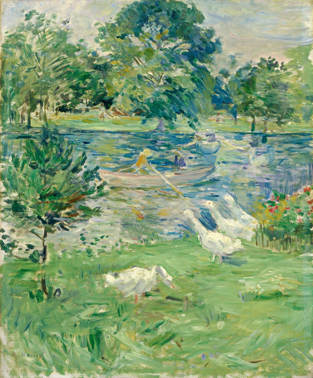 Lány csónakban libákkal, 1889 alkotó: Berthe Morisot