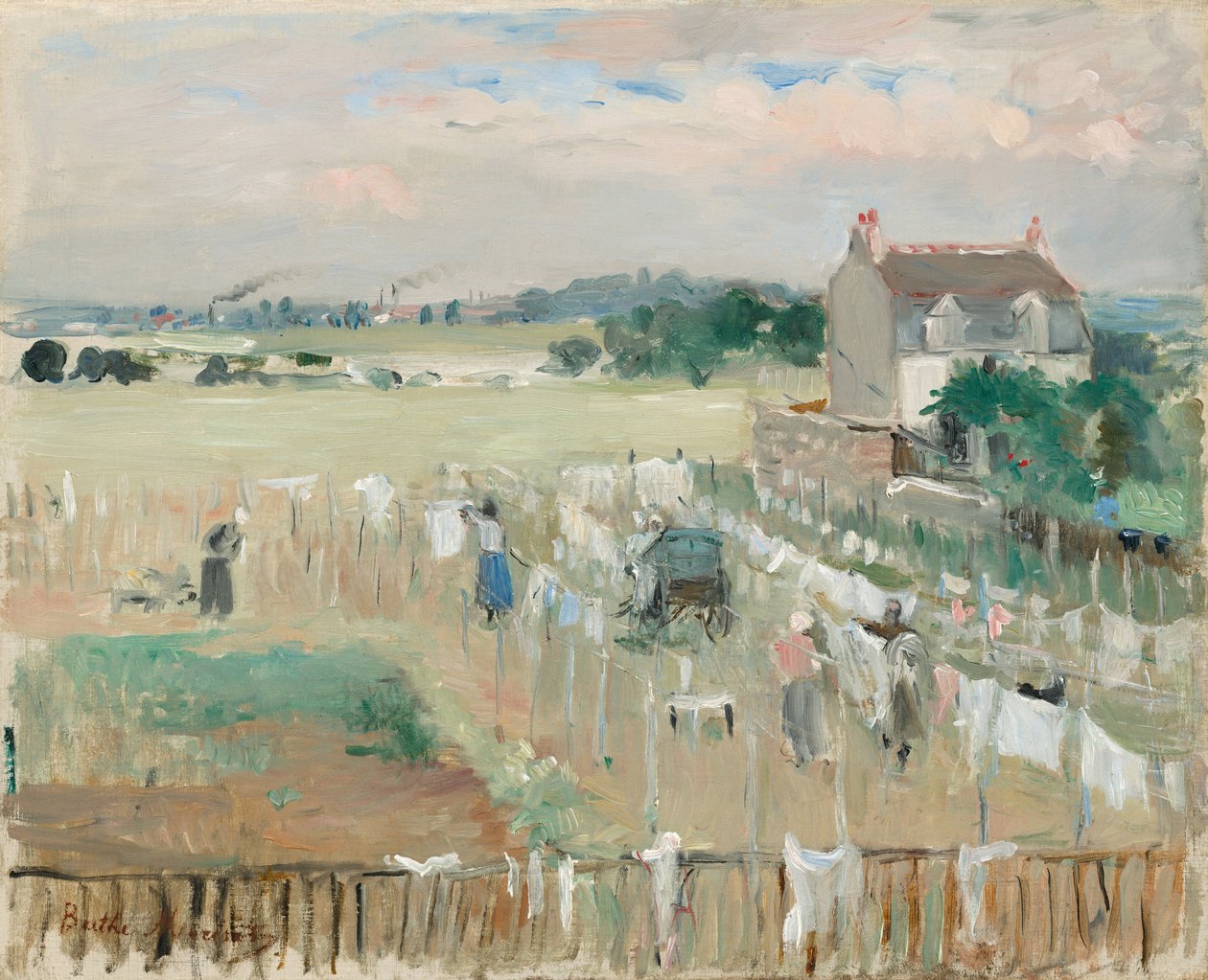 A ruhanemű kiakasztása, hogy megszáradjon alkotó: Berthe Morisot