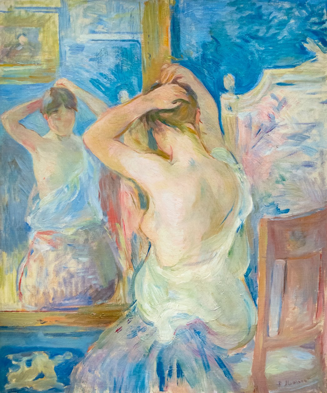 A tükör előtt, c. 1890 (olaj, vászon) alkotó: Berthe Morisot