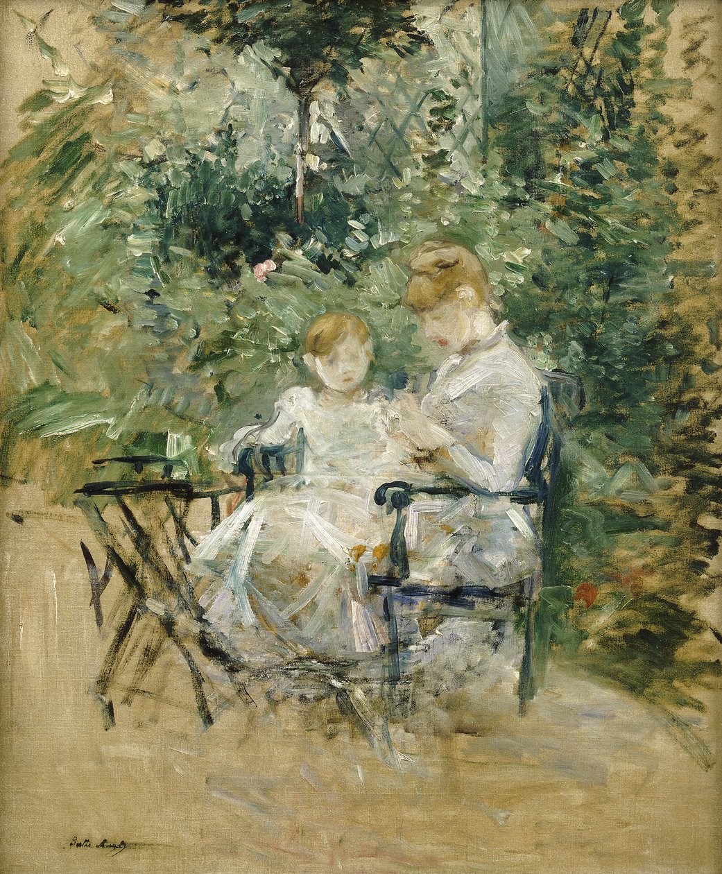 A kertben; A kertben, 1885 körül alkotó: Berthe Morisot