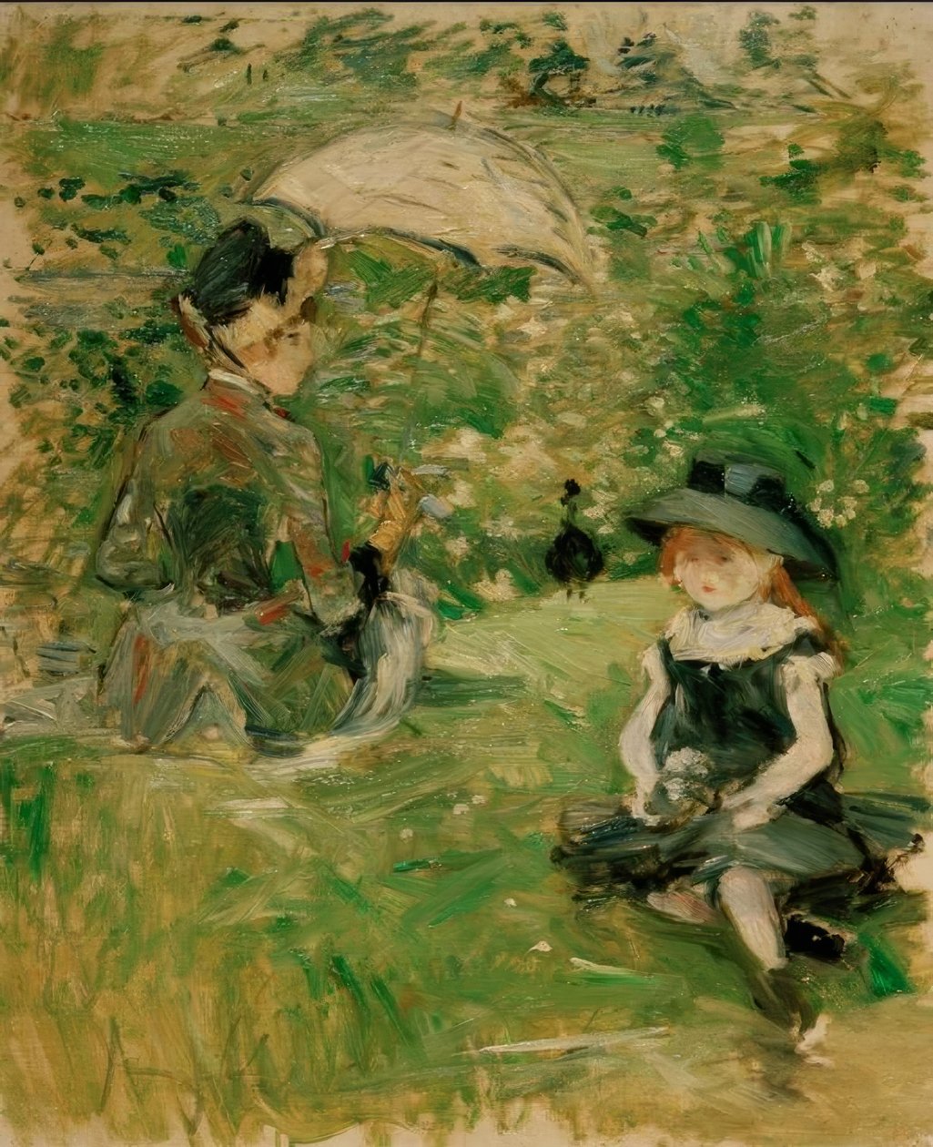 Fiatal nő és gyermek a szigeten alkotó: Berthe Morisot