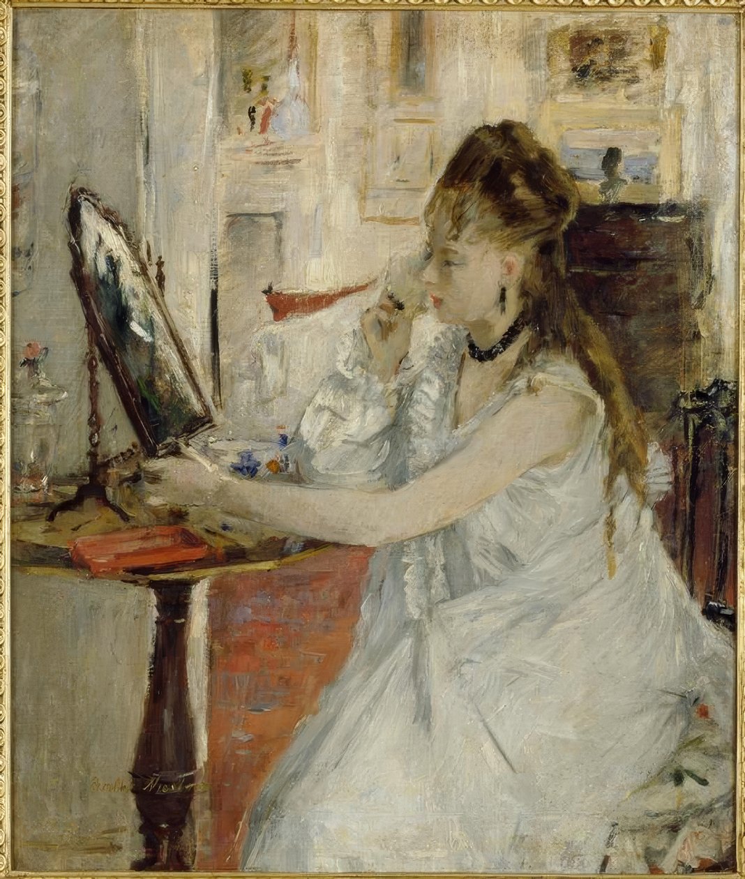 Jeune femme se poudrant (Fiatal nő púderezi magát) alkotó: Berthe Morisot