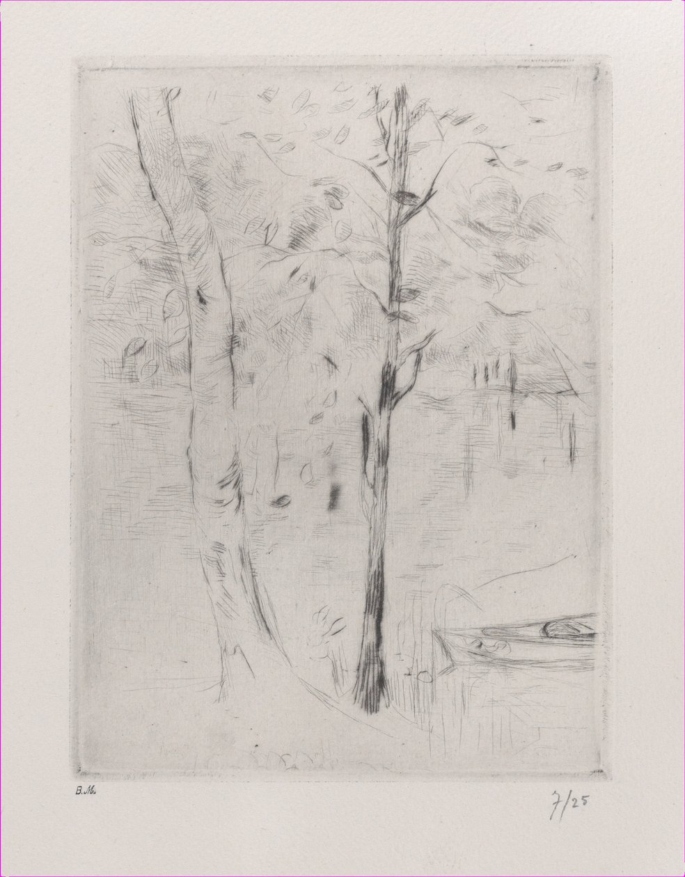 Tájkép Fatörzsek egy folyó mellett, 1888. alkotó: Berthe Morisot
