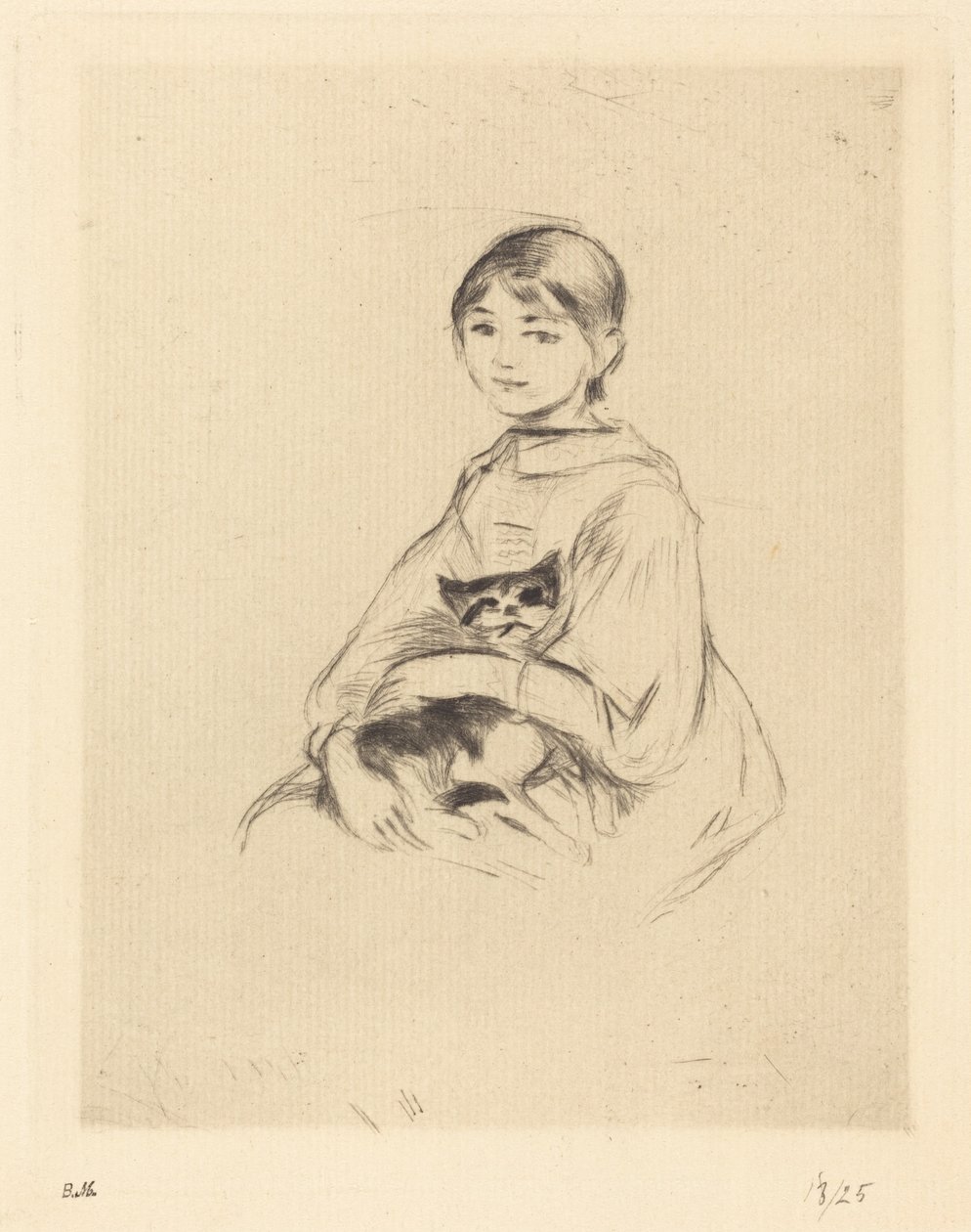 Kislány macskával, 18881890. alkotó: Berthe Morisot