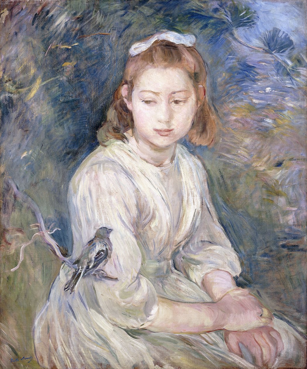 Kislány madárral, 1891 alkotó: Berthe Morisot