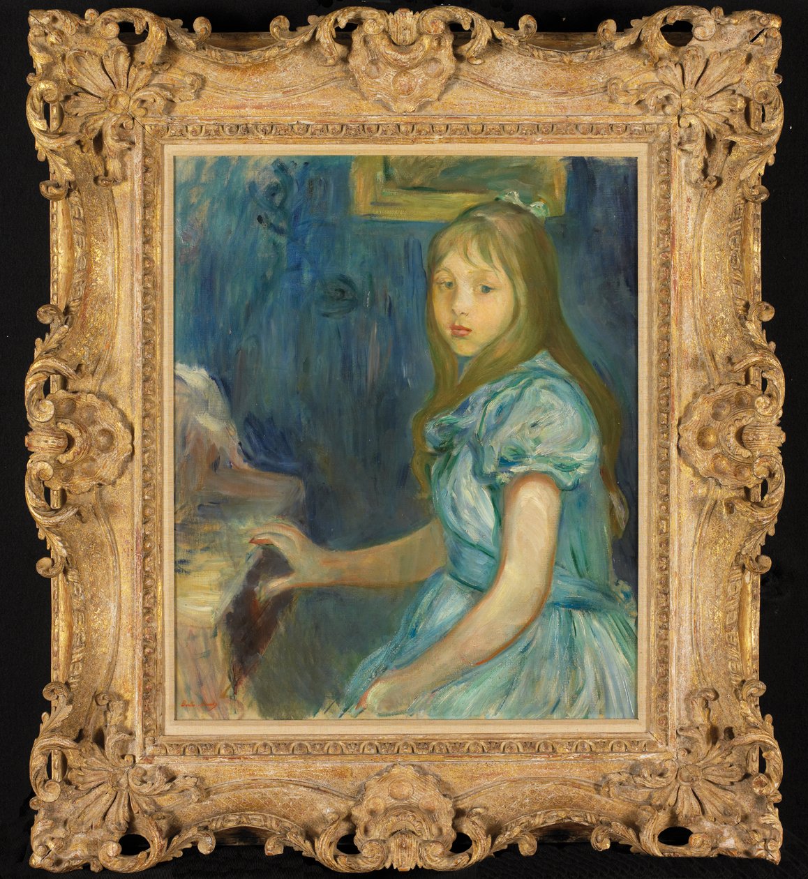 Lucie Léon a zongoránál alkotó: Berthe Morisot