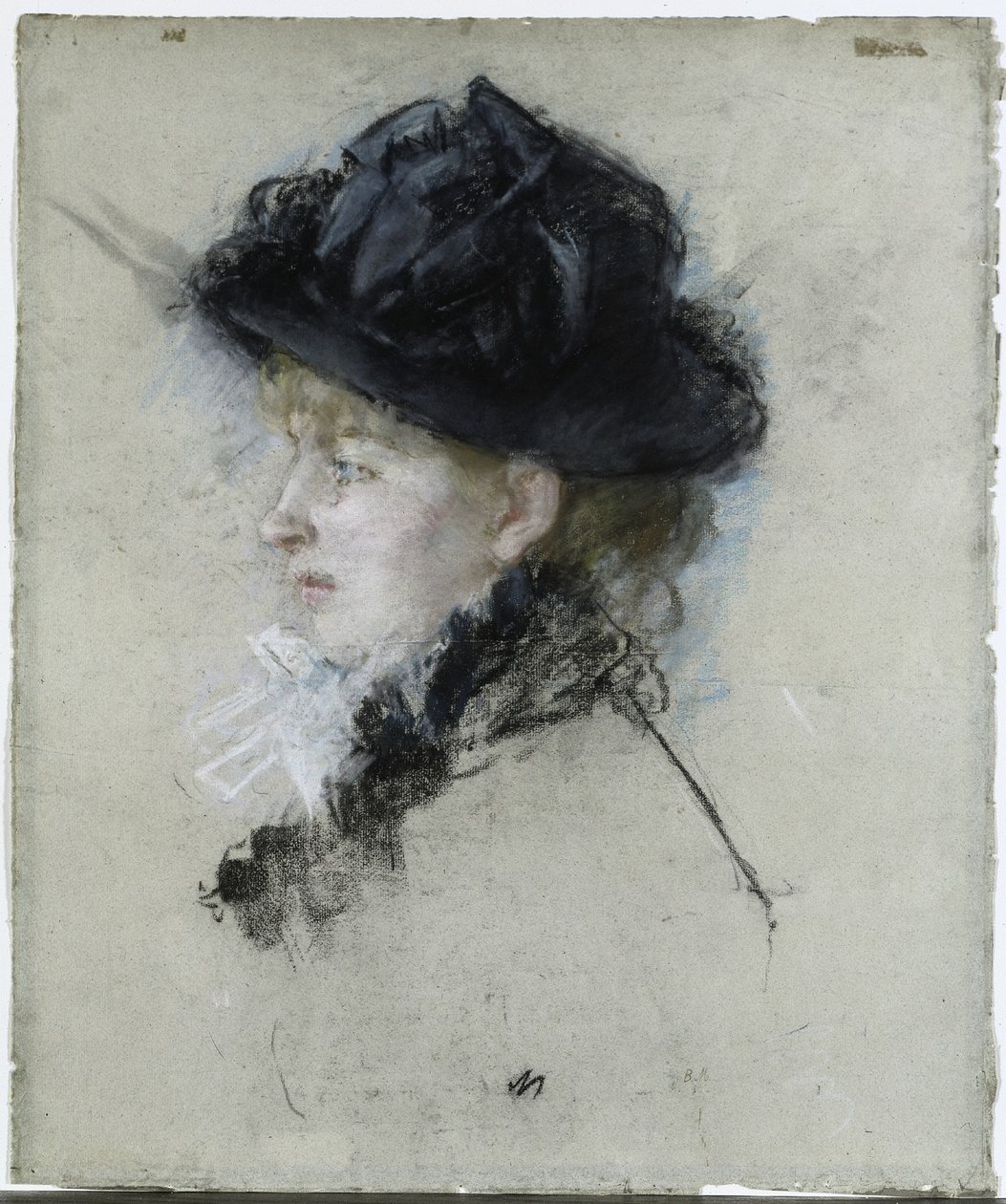 Mademoiselle Louise Riesener kalapban alkotó: Berthe Morisot