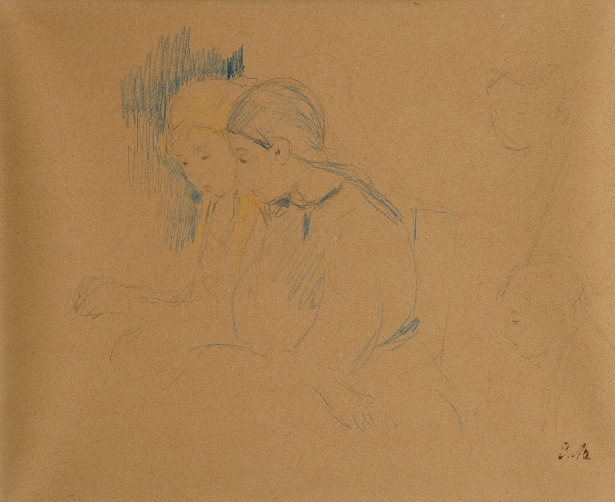 Fiatal lányok portréja (színes zsírkréta és ceruza) alkotó: Berthe Morisot