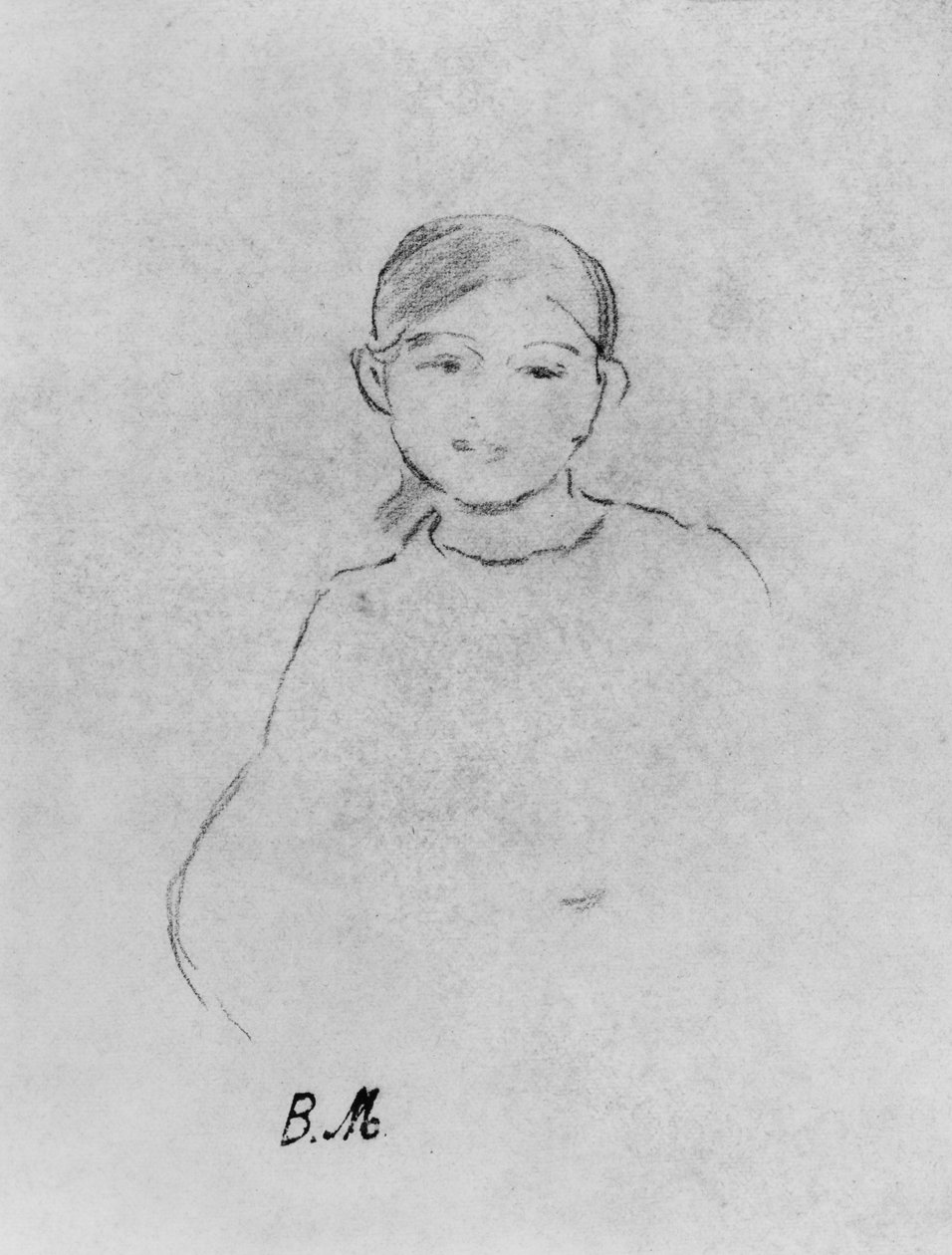 Egy fiatal lány portréja, 1887 (fekete ólom papíron) alkotó: Berthe Morisot