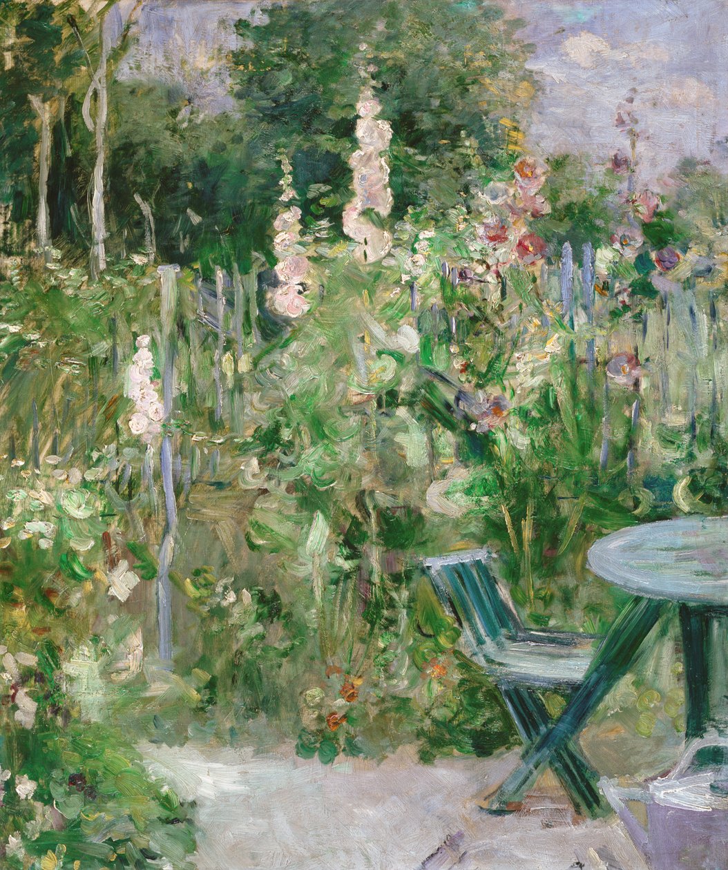 Roses Tremieres (hollyhocks) alkotó: Berthe Morisot