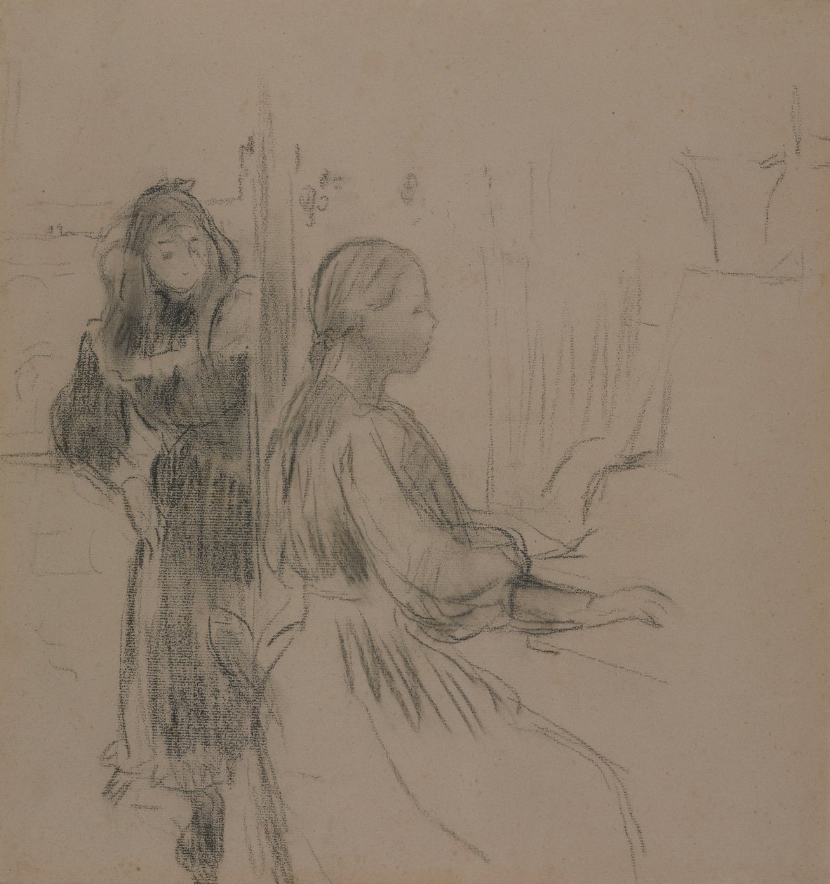 Tanulmány a La Musique-hoz, 1893 (szén, fektetett papíron) alkotó: Berthe Morisot