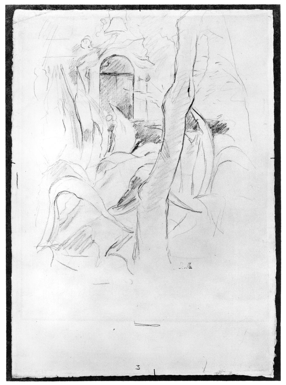 Az Aloes a Villa Rattiban, 1889 (grafit papíron) alkotó: Berthe Morisot