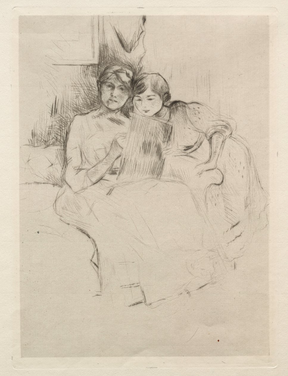 A rajzlecke (Berthe Morisot rajzol a lányával) alkotó: Berthe Morisot