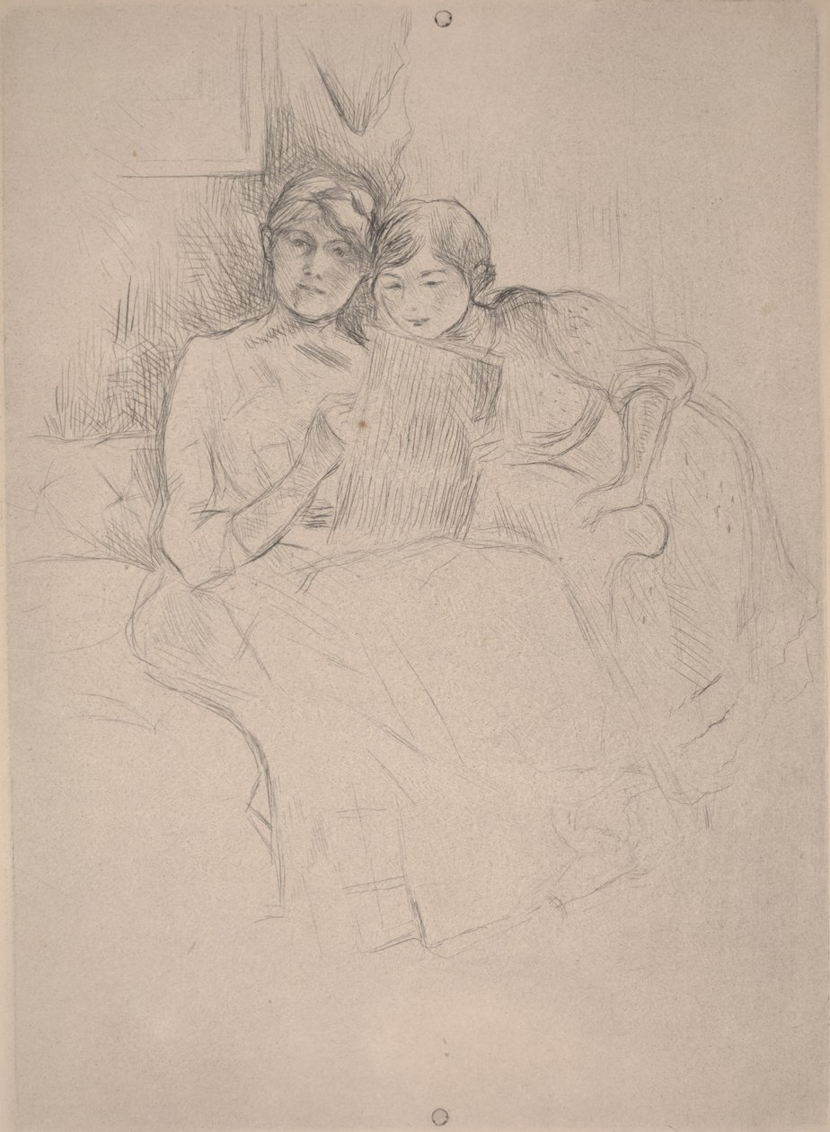 Rajzlecke – Berthe Morisot rajz a lányával, 1889-90 körül (szárazhús) alkotó: Berthe Morisot