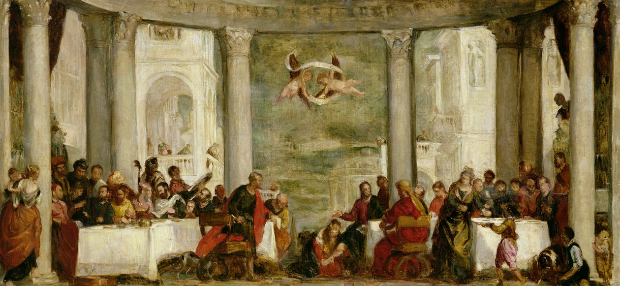 Vacsora Simon farizeus házában, Veronese (1528-88) festménye után, 1860 alkotó: Berthe Morisot