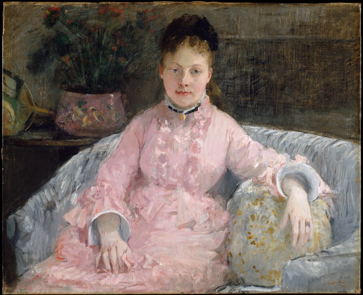A rózsaszín ruha (Albertie-Marguerite Carré, később Madame Ferdinand-Henri Himmes, 1854–1935) alkotó: Berthe Morisot