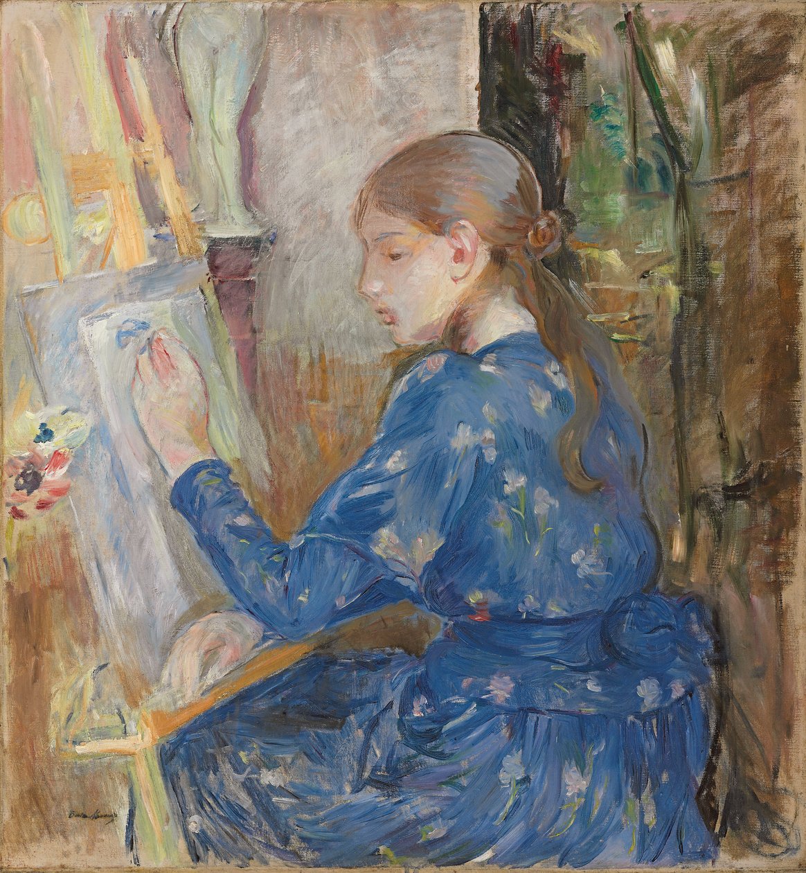 Fiatal lány írás; Fiatal lány írása, 1891 alkotó: Berthe Morisot