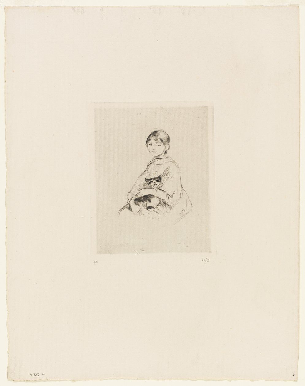 Fiatal lány egy macskával alkotó: Berthe Morisot