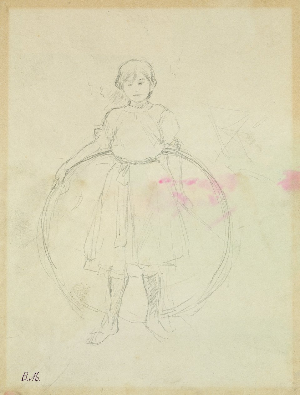 Fiatal lány karikával, 1888 (grafit papíron) alkotó: Berthe Morisot