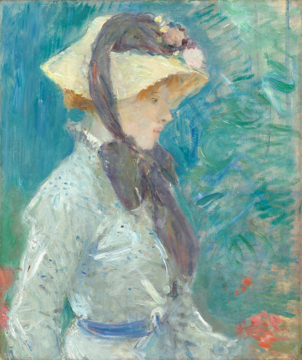 Fiatal nő szalmakalapban, 1884 alkotó: Berthe Morisot