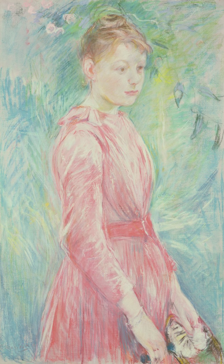 Fiatal lány rózsaszín ruhában (pasztell, papír) alkotó: Berthe Morisot