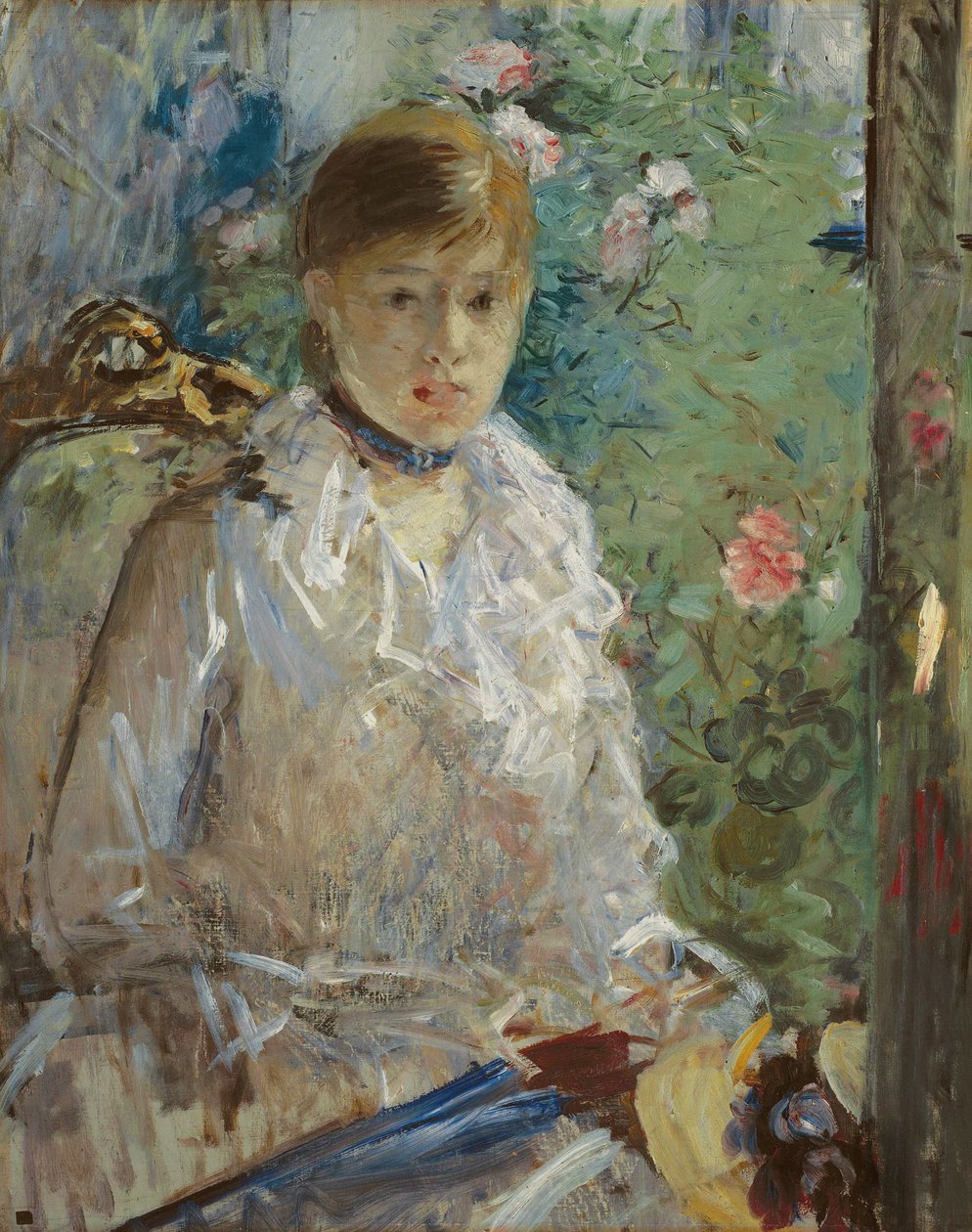 Fiatal nő ül az ablak előtt, Nyárnak hívják, 1879 alkotó: Berthe Morisot