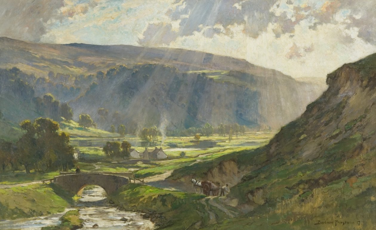 Wharfedale Nap-fátyolos dombjai alkotó: Bertram Priestman