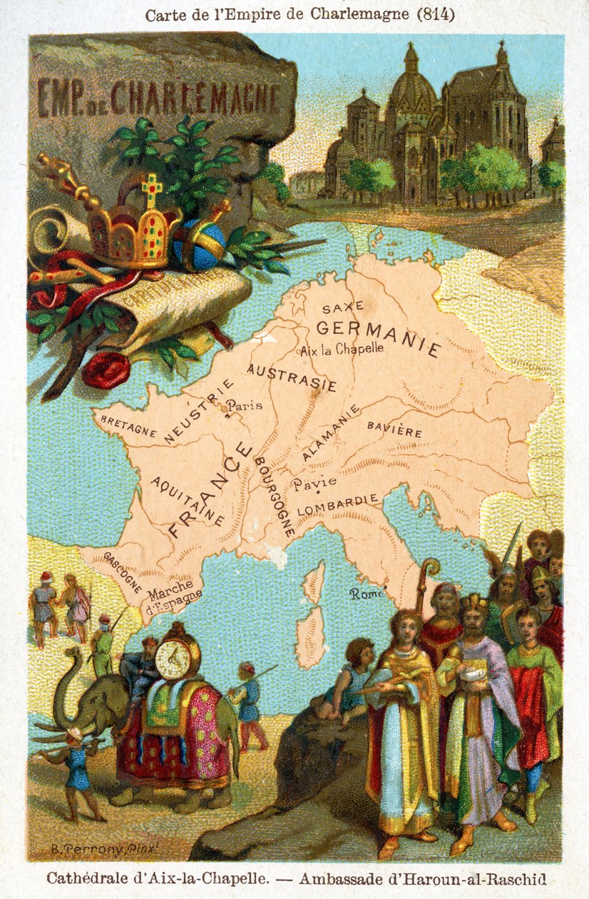 Nagy Károly birodalmának térképe, 1890 körül alkotó: Bertrand Perrony