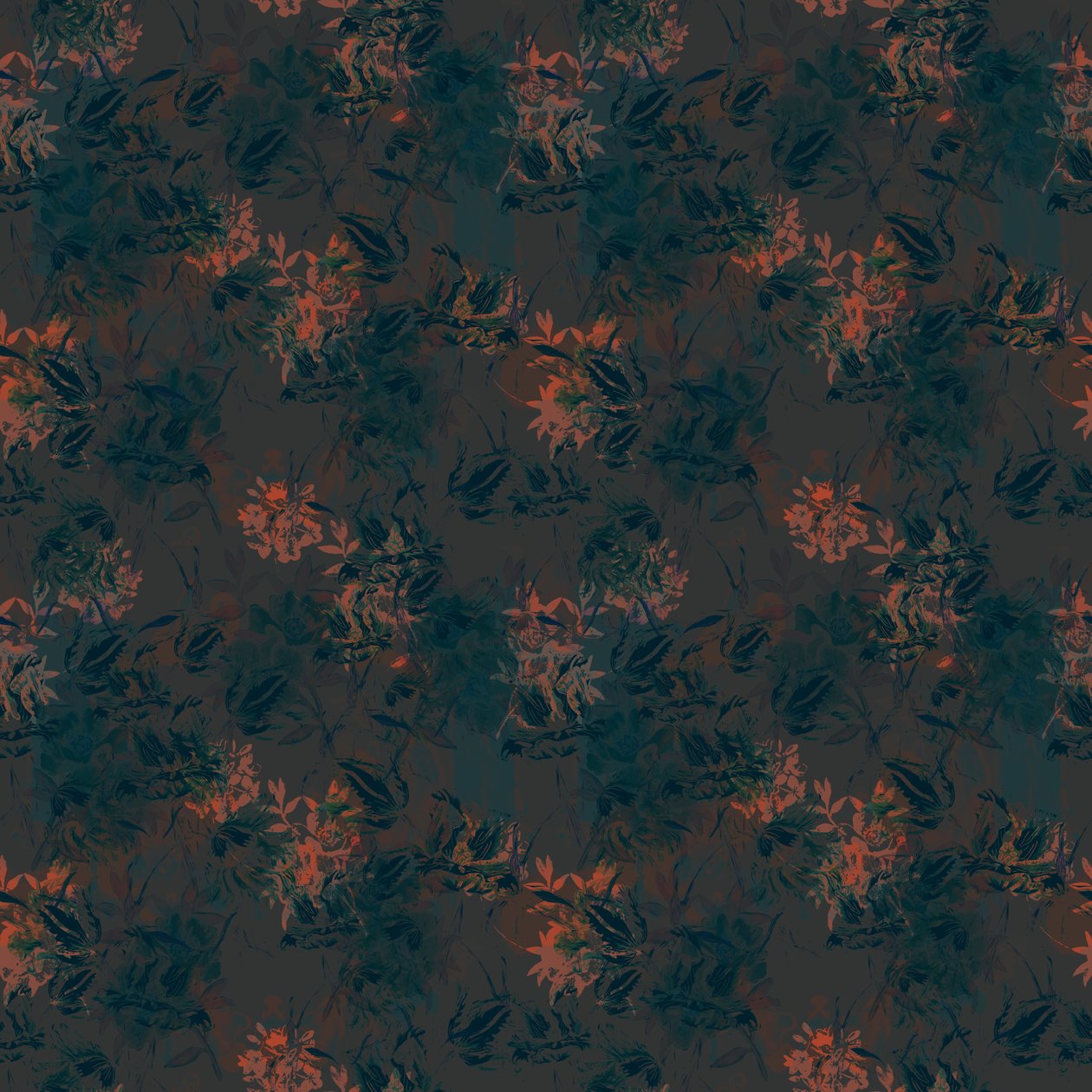 Burnt Umber Floral, 2015 (szemléltető ismétlődő minta) alkotó: Beth Travers