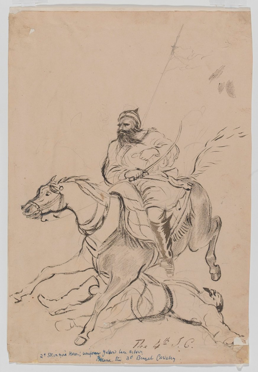 A 4. irreguláris lovasság, 1845 körül (akvarell) alkotó: Bethune Donald Grant