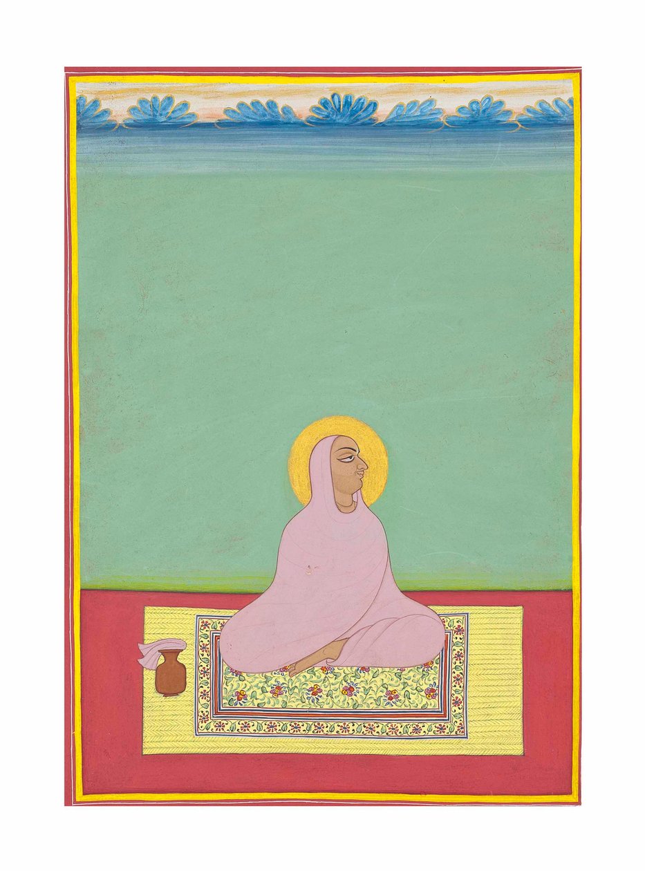 Maharaja Shri Narayan Ji portréja, 1830 körül (átlátszatlan pigmentek és arany papíron) alkotó: Bhati Shankar Das