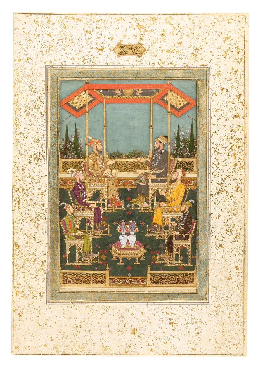 A hercegek összejövetele, 1710 körül (átlátszatlan wc és arany papíron) alkotó: Bhawani Das