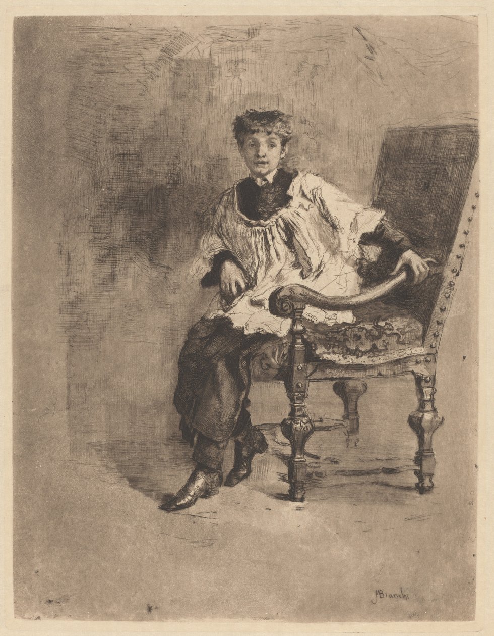 Ülő Akolitus, c. 1872. alkotó: Bianchi Mose