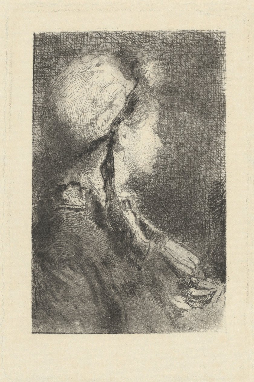 A művész felesége jobbra néző profilban, c. 1880. alkotó: Bianchi Mose