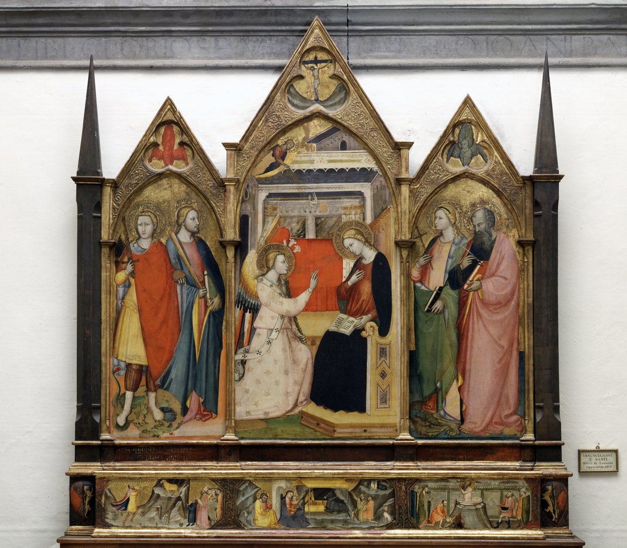 Annunciáció szentekkel, 1414 (tempera, tábla) alkotó: Bicci di Lorenzo