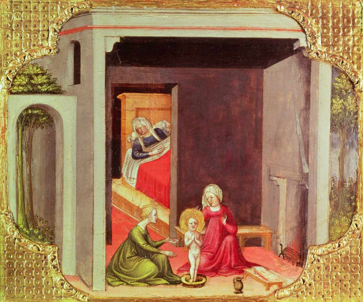 Szent Miklós születése (tempera a panelen) alkotó: Bicci di Lorenzo