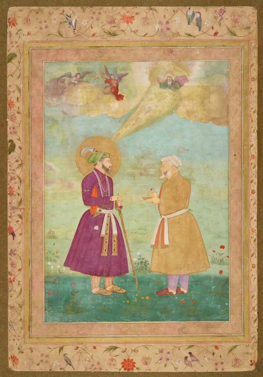 Shah Jahan Asaf Khan-nal a késői Shah Jahan albumból, 1640 körül (fedetlen akvarell, tinta és arany, papírra, kartonra erősítve). alkotó: Bichitr Bichitr