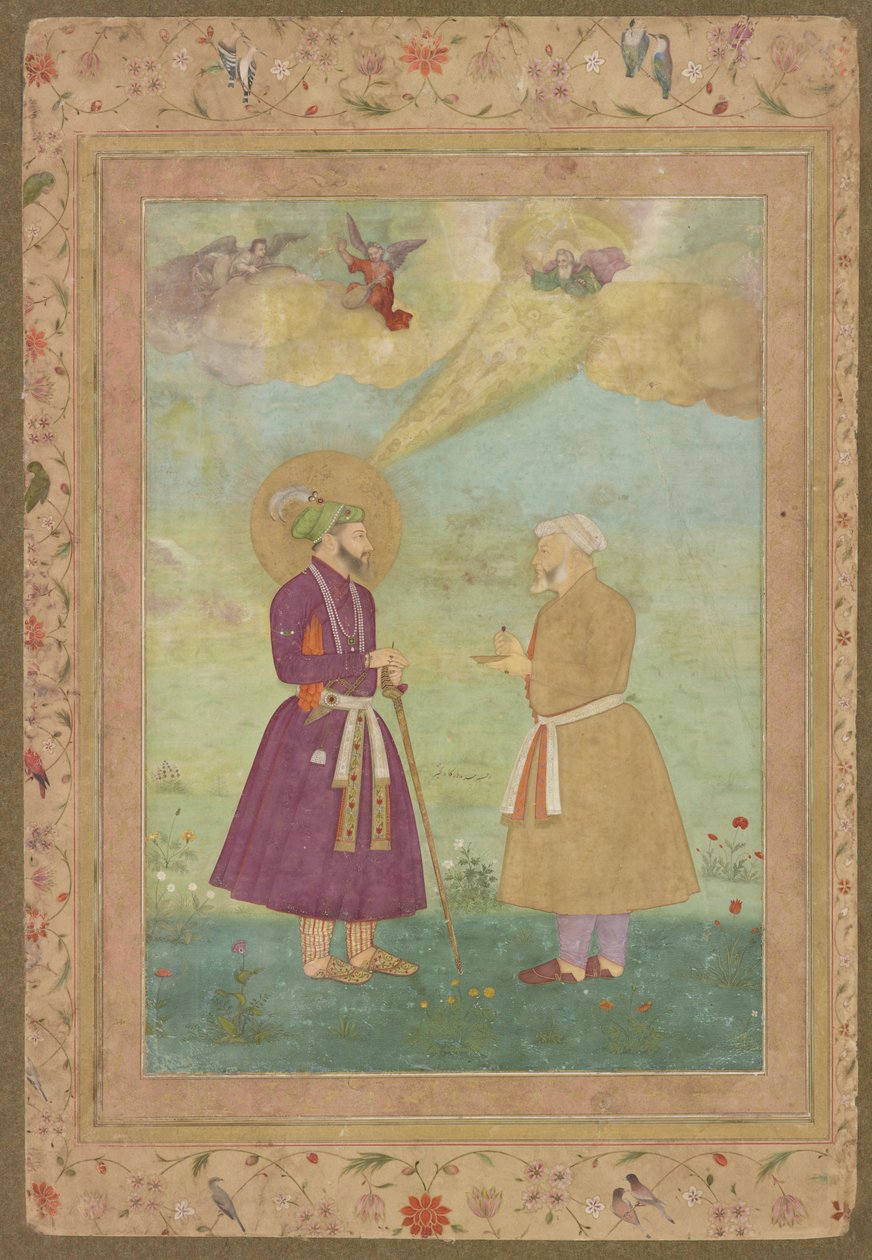 Shah Jahan Asaf Khannal a néhai Shah Jahan albumból, leválasztott kéziratos fólió, 1640 körül (átlátszatlan akvarell, tinta és arany papíron, kartonra szerelve) alkotó: Bichitr Bichitr