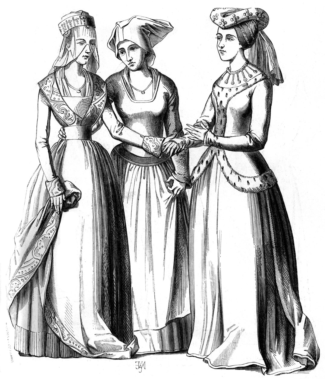 Egy polgár, egy paraszt és egy nemes asszony, 1849. XIV. század. alkotó: Bisson and Cottard